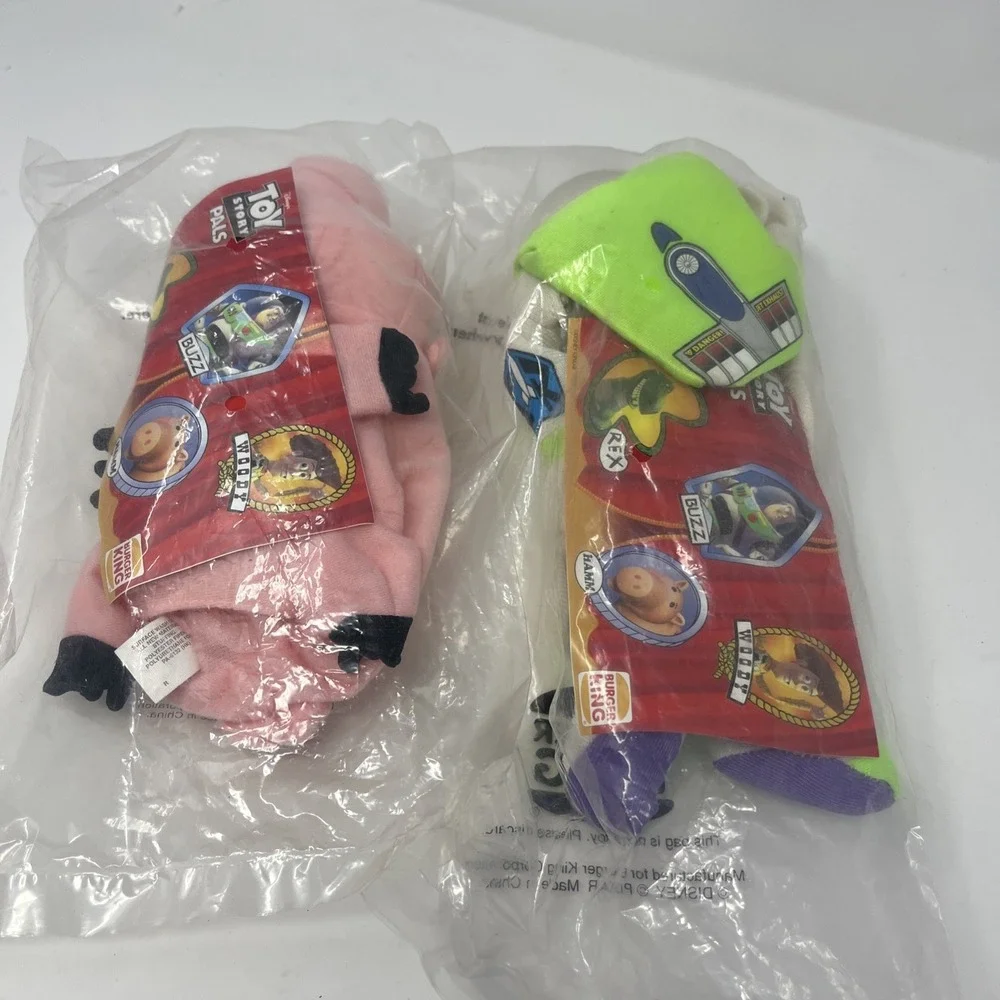 Vtg Burger King Disney Toy Story Pals HAMM + Buzz Lightyear Plush 1995 NEW Lot